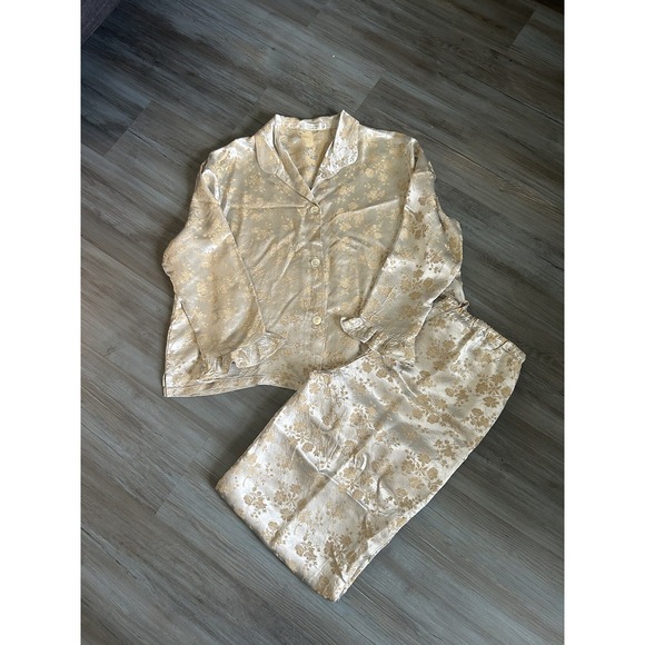 Bella Notte Colette Embroidered Satin Loungewear Set Excellent Condition - Picture 2 of 15